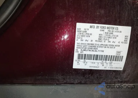 2020 Lincoln Aviator Reserve z USA, uszkodzony, nr VIN 5LM5J7XC9LGL11152